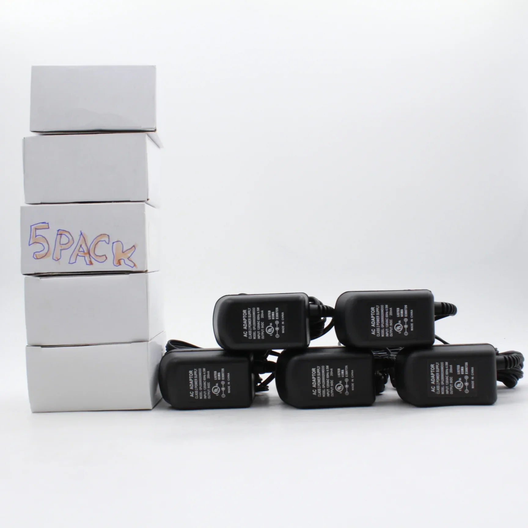 LCD4Video (5 PACK) 9VDC 200mA 0.2A AC Adapters for Class 2 Power GPU280900200WDOO