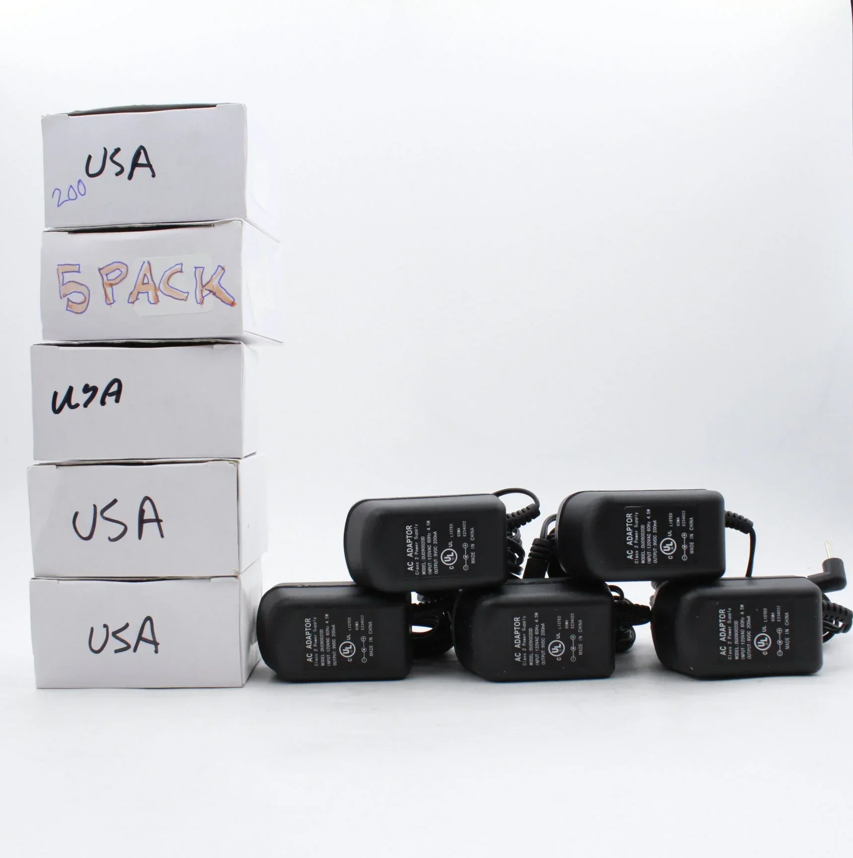 LCD4Video (5 PACK) AC ADAPTER 9VDC 200MA Class 2 Power Supply Model DU090020D