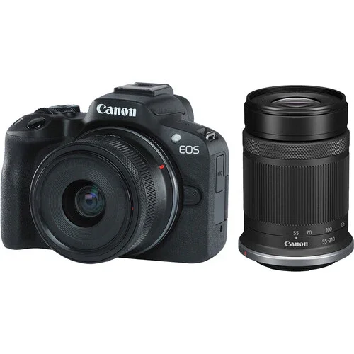 Canon EOS R50 Mirrorless Camera with RF-S 18-45mm f/4.5-6.3 IS STM Lens & RF-S 55-210mm f/5-7.1 IS STM Lens (Black)