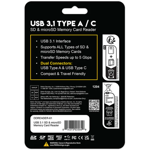 Delkin Devices USB 3.1 Type A & C SD & microSD Memory Card Reader - Image 5