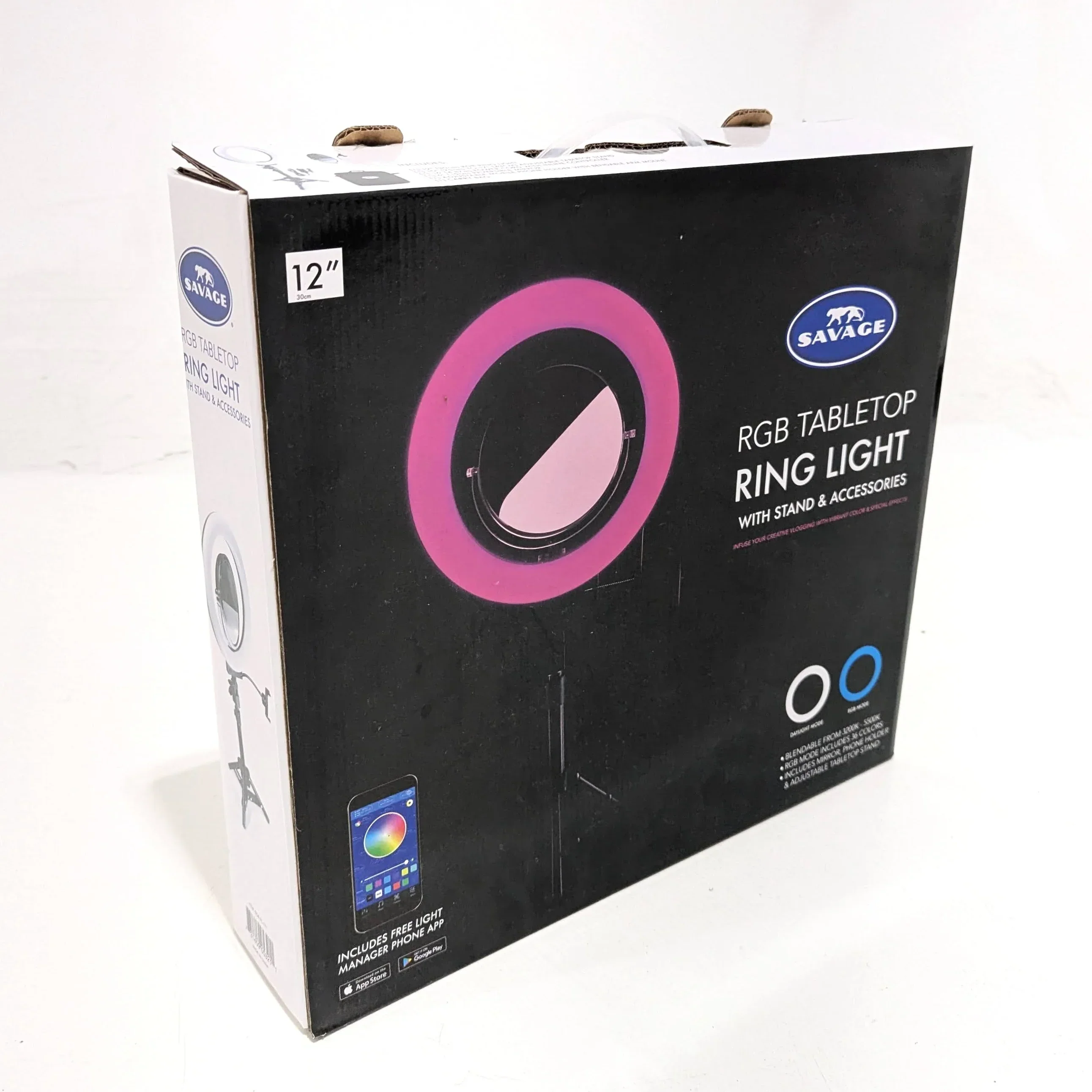 * DEMO * Savage 12" Bi-Color RGB Tabletop Ring Light with Stand - Image 6