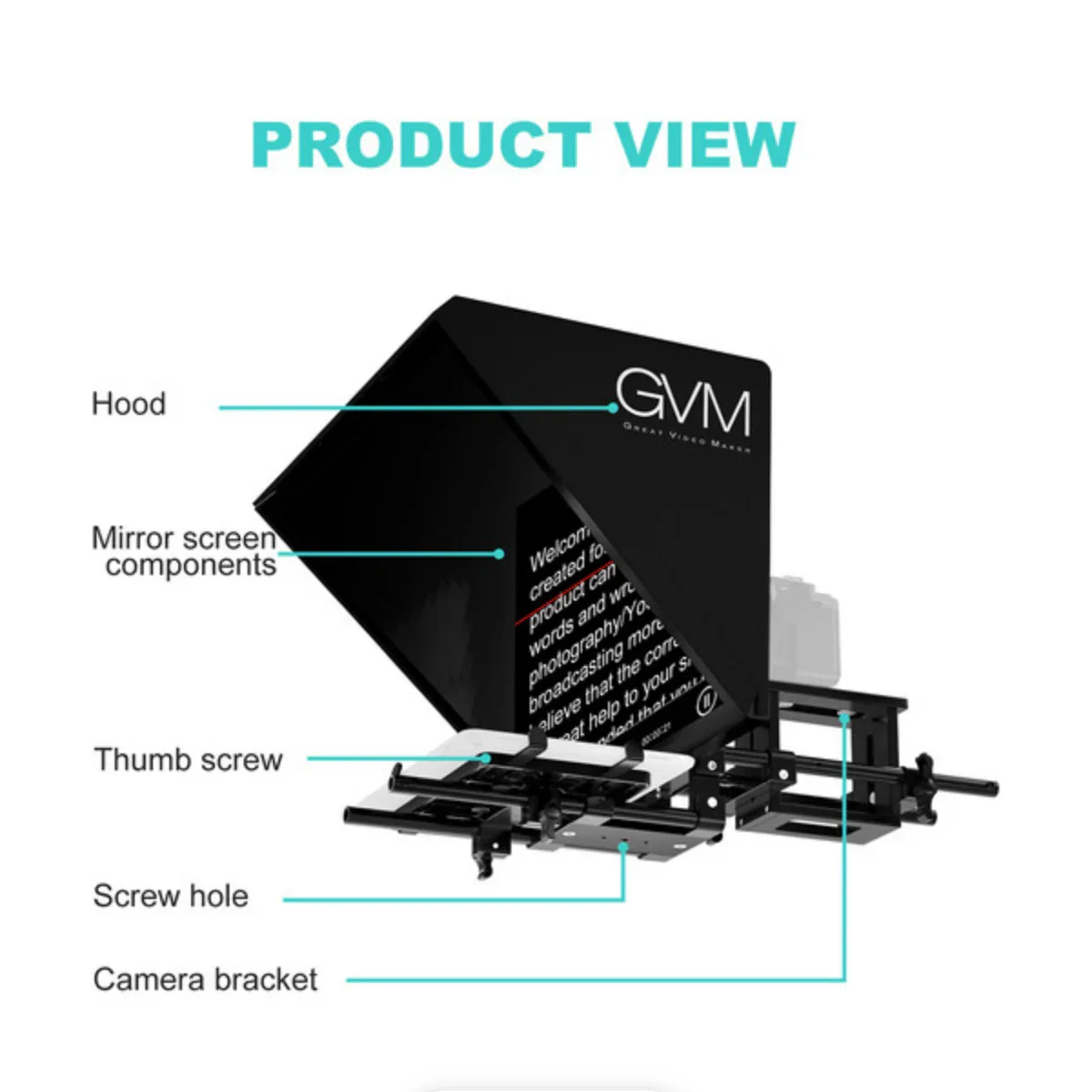 GVM TQ-L Teleprompter for Tablets and Smartphones with Bluetooth Remote & App - Image 10