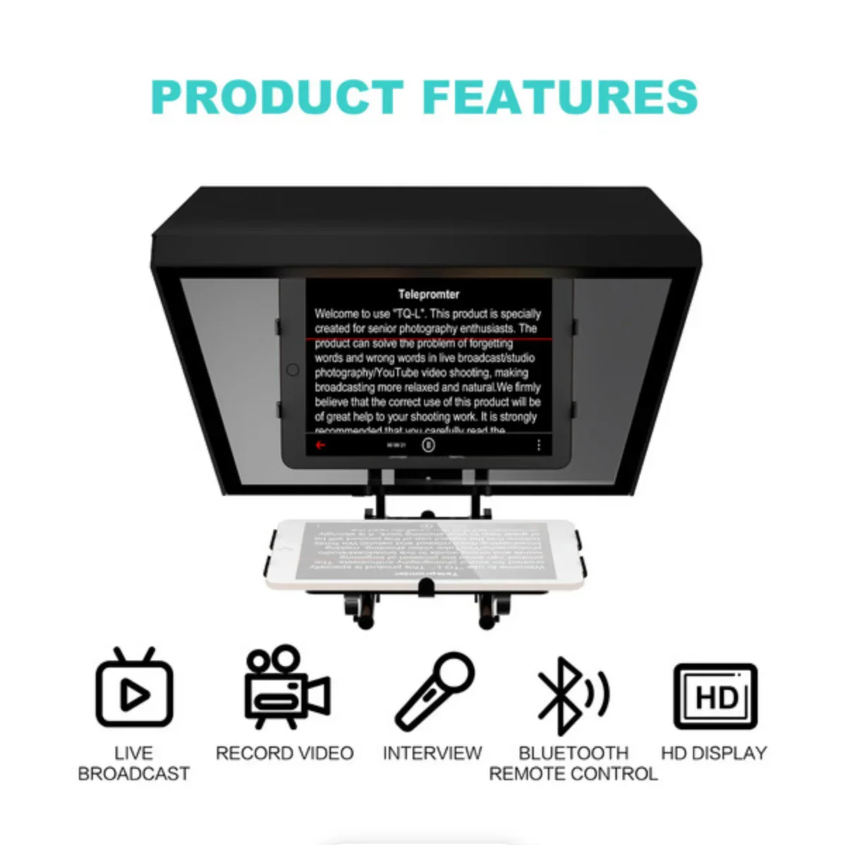 GVM TQ-L Teleprompter for Tablets and Smartphones with Bluetooth Remote & App - Image 6
