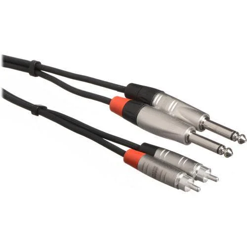 Hosa HPR-005X2 Dual 1/4'' TS Male to Dual RCA Male Stereo Audio Cable (5')