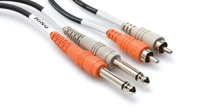 Hosa Two 1/4'' Phone Male to Two RCA Male Unbalanced Cable (Molded Plugs) - 6.6'