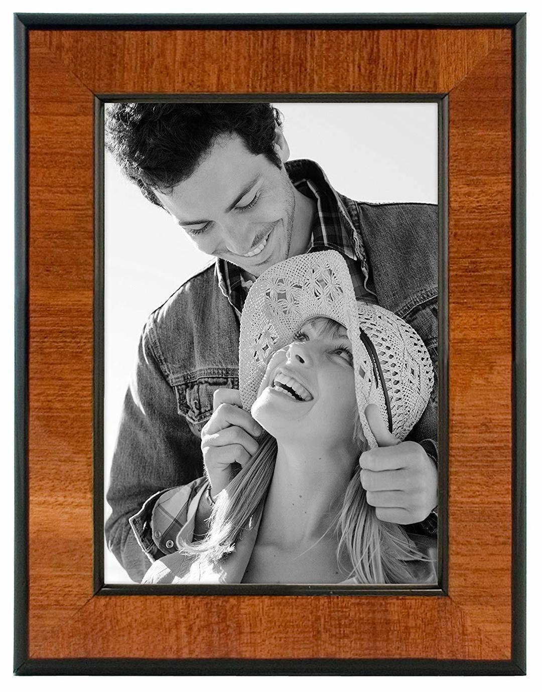 Malden 5x7 Burl Wood Walnut Picture Frame with Black Border