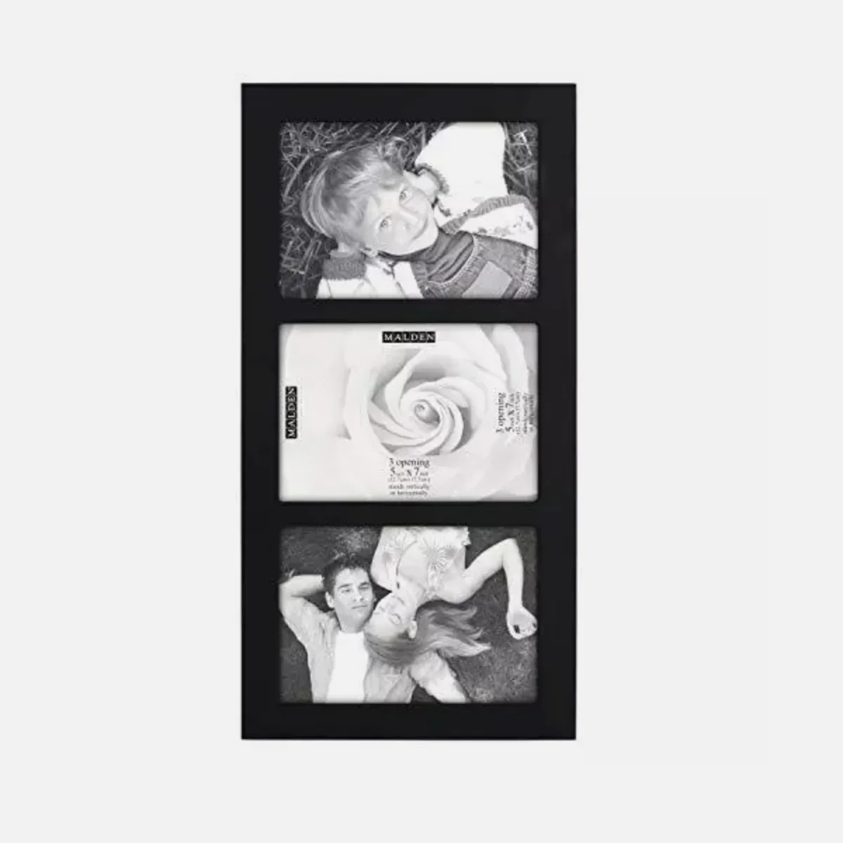 Malden 5x7 Collage Picture Frame, 3-Opening Display (Black)