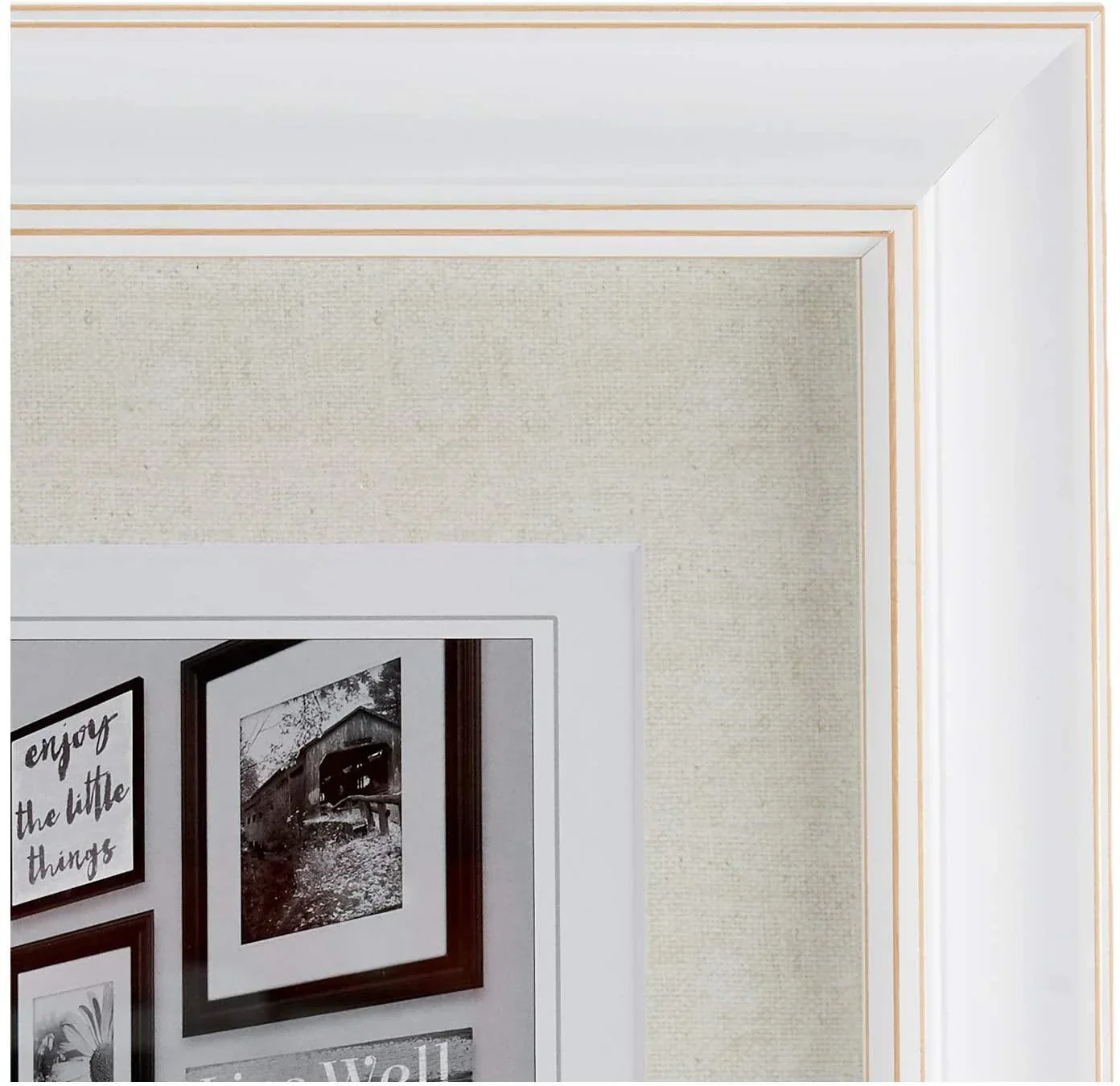 Malden International Designs 2136-80 Barnside Portrait Gallery Textured Mat Picture Frame, 8x10/11x14, White - Image 2