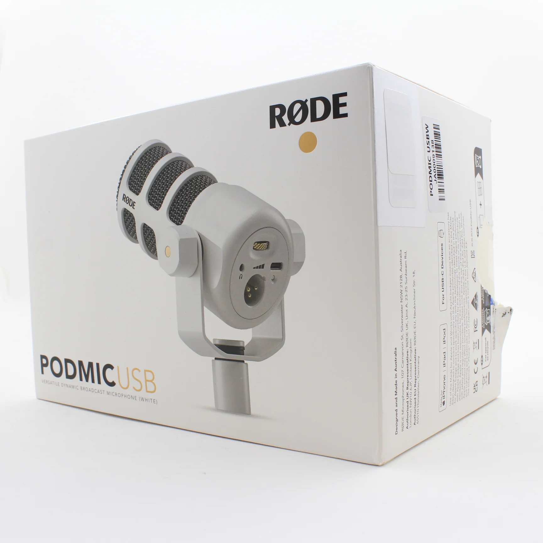 * OPEN BOX EXCELLENT * RODE PodMic USB and XLR Dynamic Broadcast Microphone (White) - Image 8