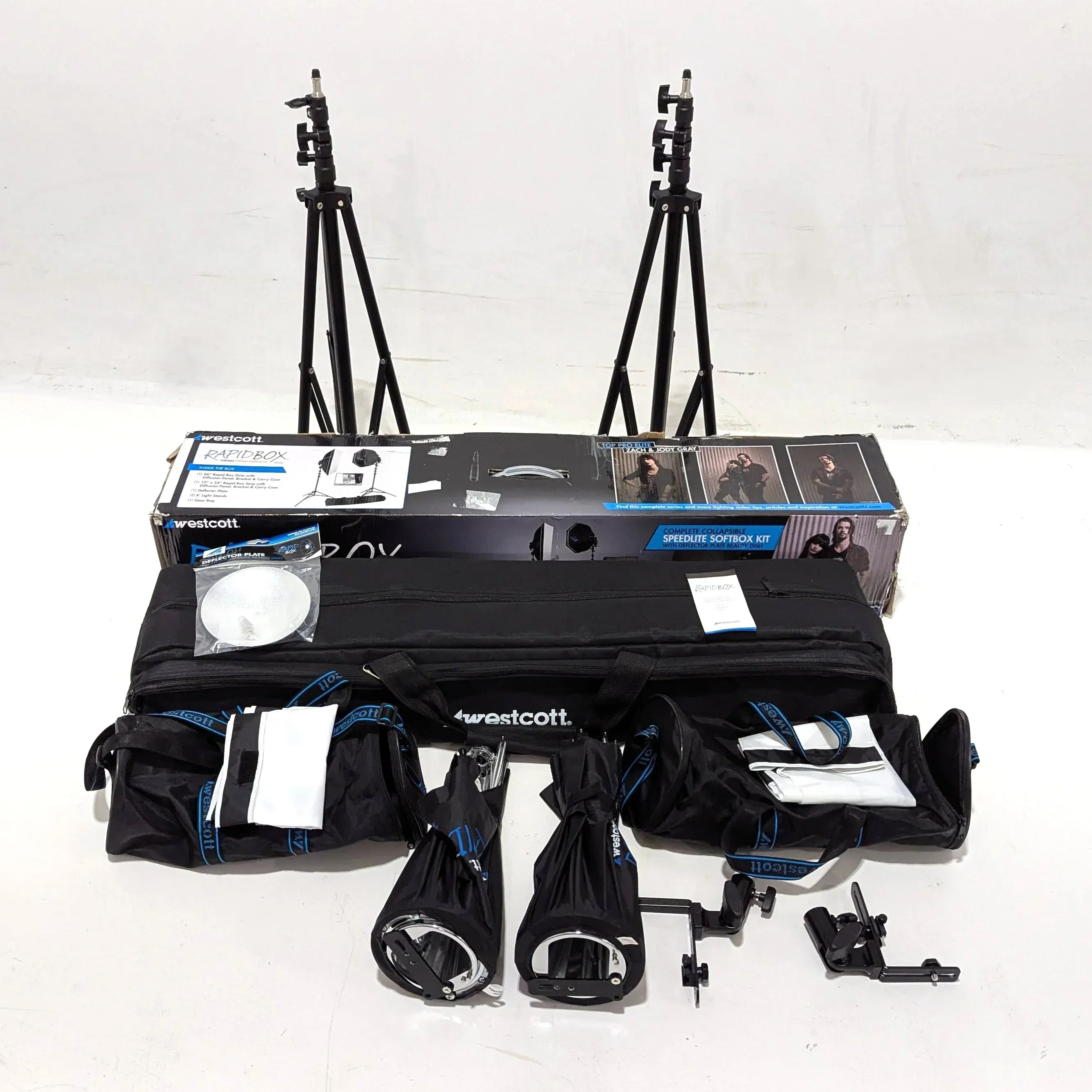 * OPEN BOX EXCELLENT * Westcott Rapid Box 2-Light Speedlite Kit