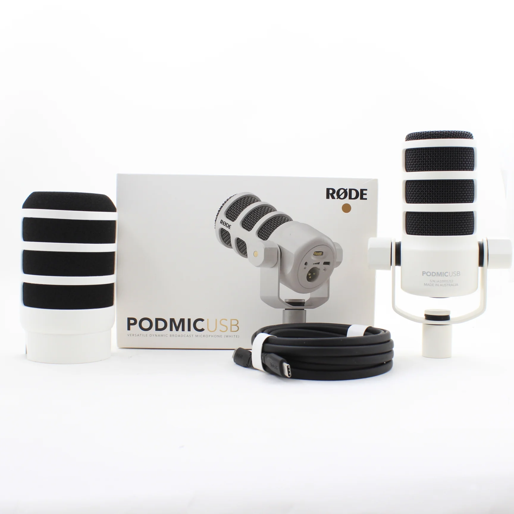 * OPEN BOX GOOD * RODE PodMic USB and XLR Dynamic Broadcast Microphone (White)