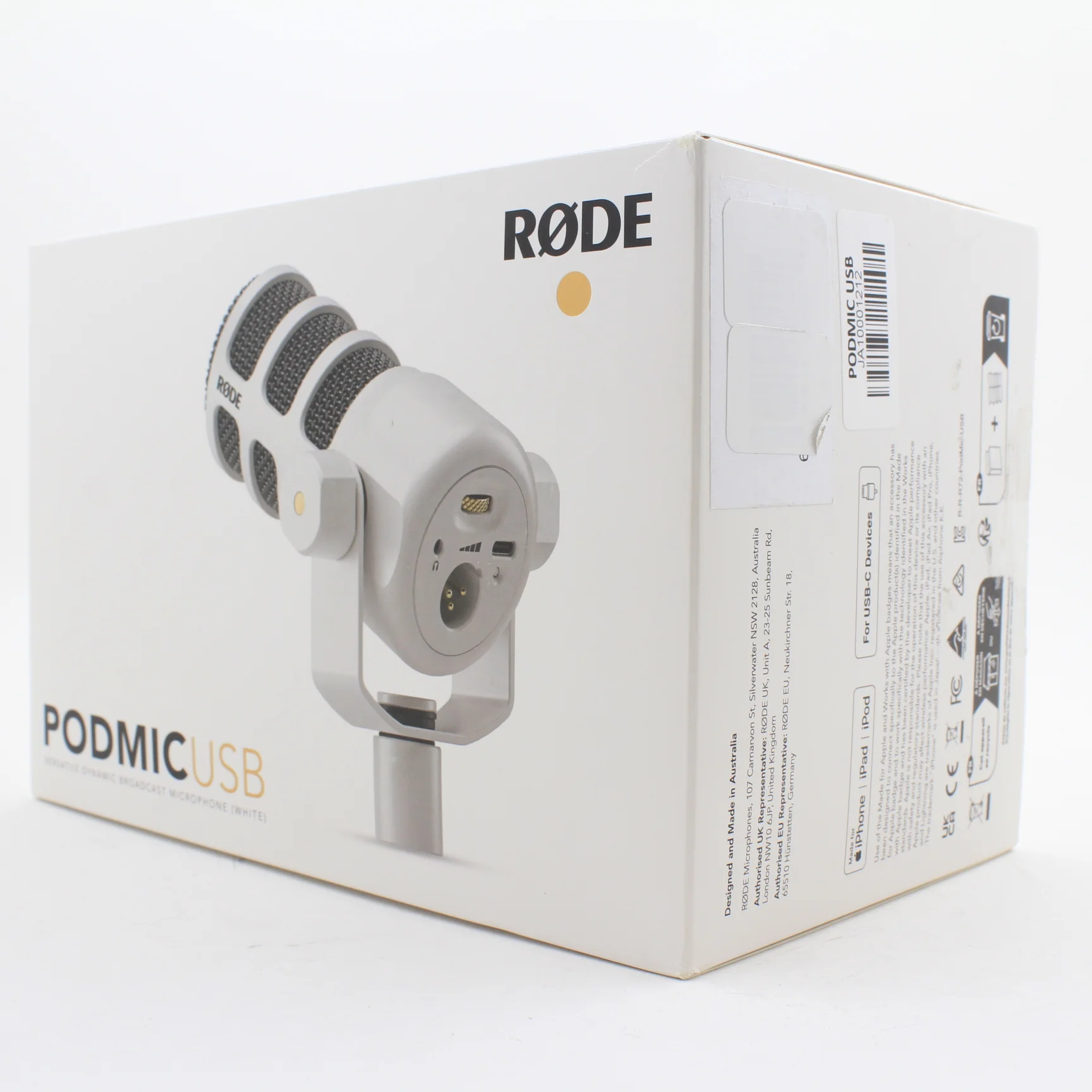 * OPEN BOX GOOD * RODE PodMic USB and XLR Dynamic Broadcast Microphone (White) - Image 8