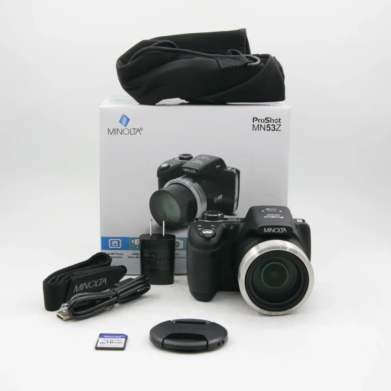 * OPEN BOX GOOD * Minolta MN53Z 16 MP HD Bridge Digital Camera with 53x Optical Zoom (Black)