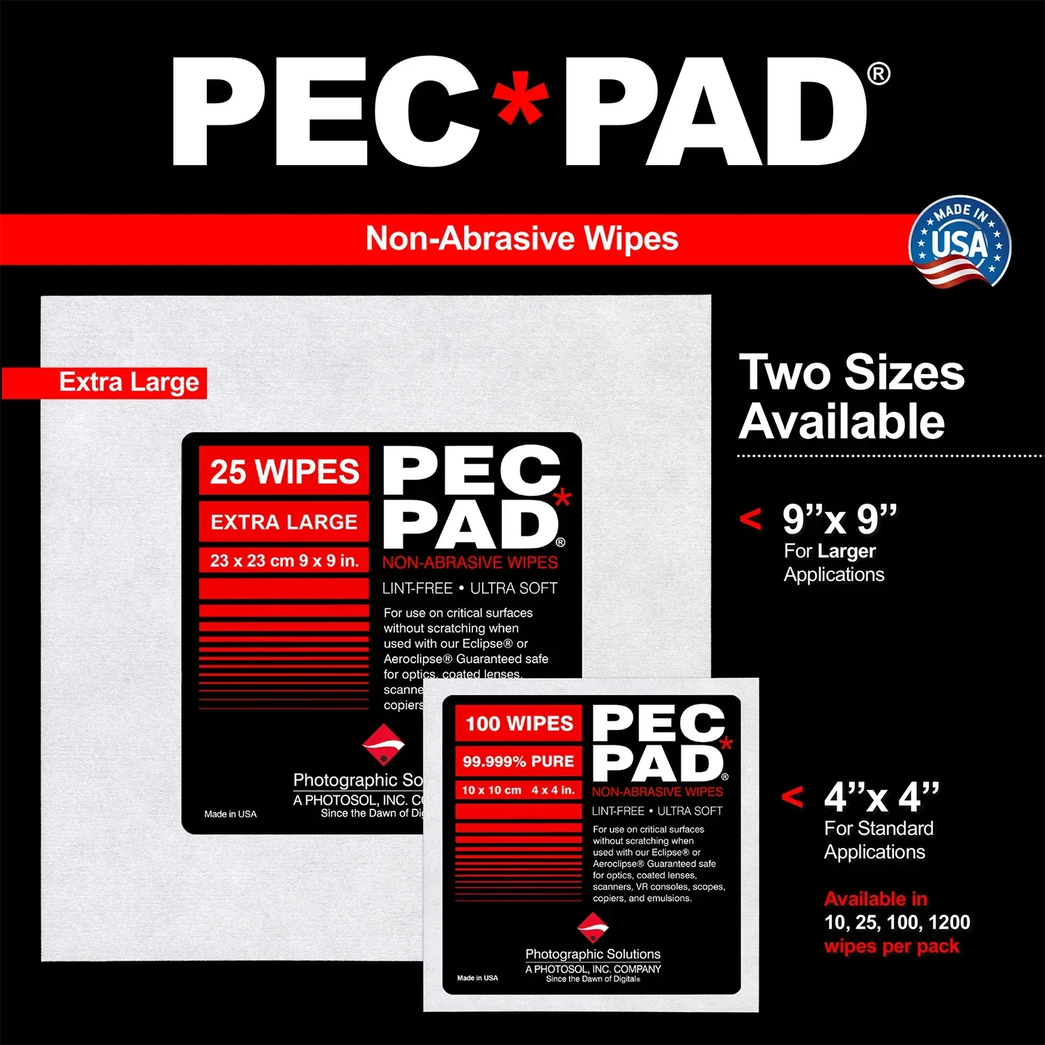 Photographic Solutions Pec-Pad Photo Wipes (4 x 4'', 100 Pack) - Image 6