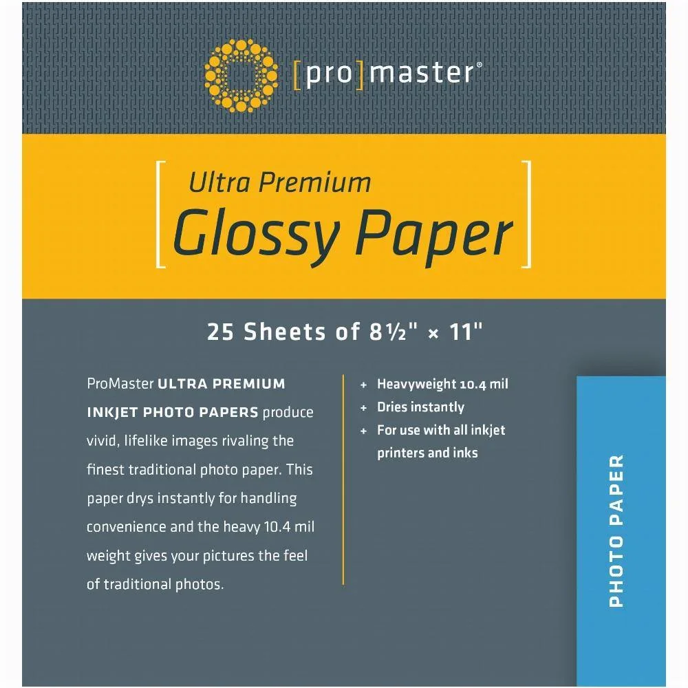 ProMaster Glossy Inkjet Photo Paper - 8 1/2 x 11'' - 25 sheets