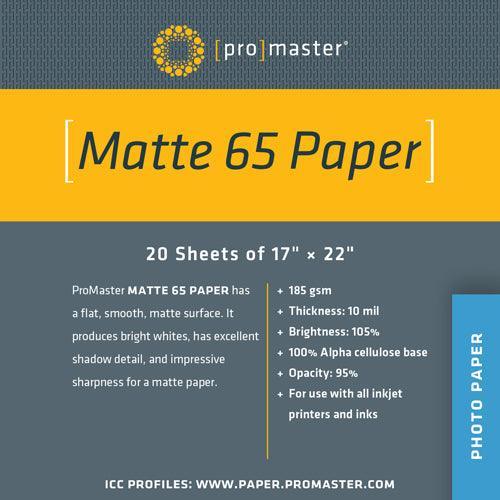 ProMaster Matte 65 Paper (17"x22", 20 Sheets)