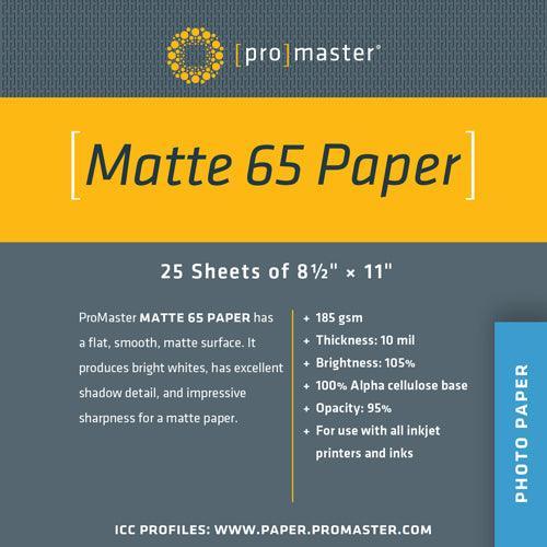 ProMaster Matte 65 Paper (8.5"x11", 25 Sheets)