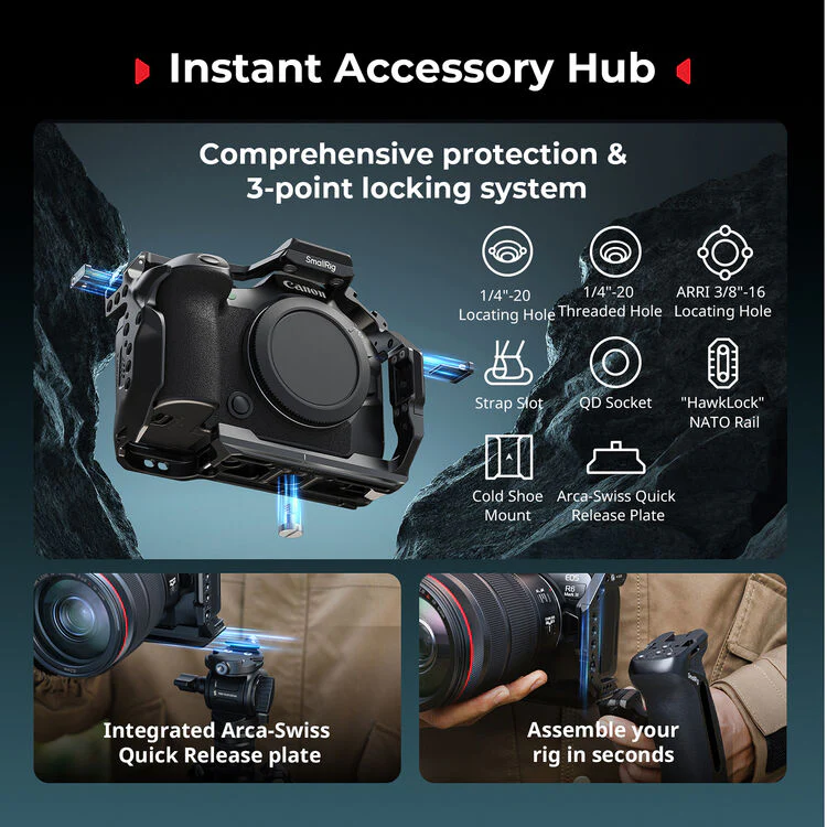 SmallRig HawkLock Quick Release Half Cage for Canon R6 III / R6 II / R5 II - Image 4