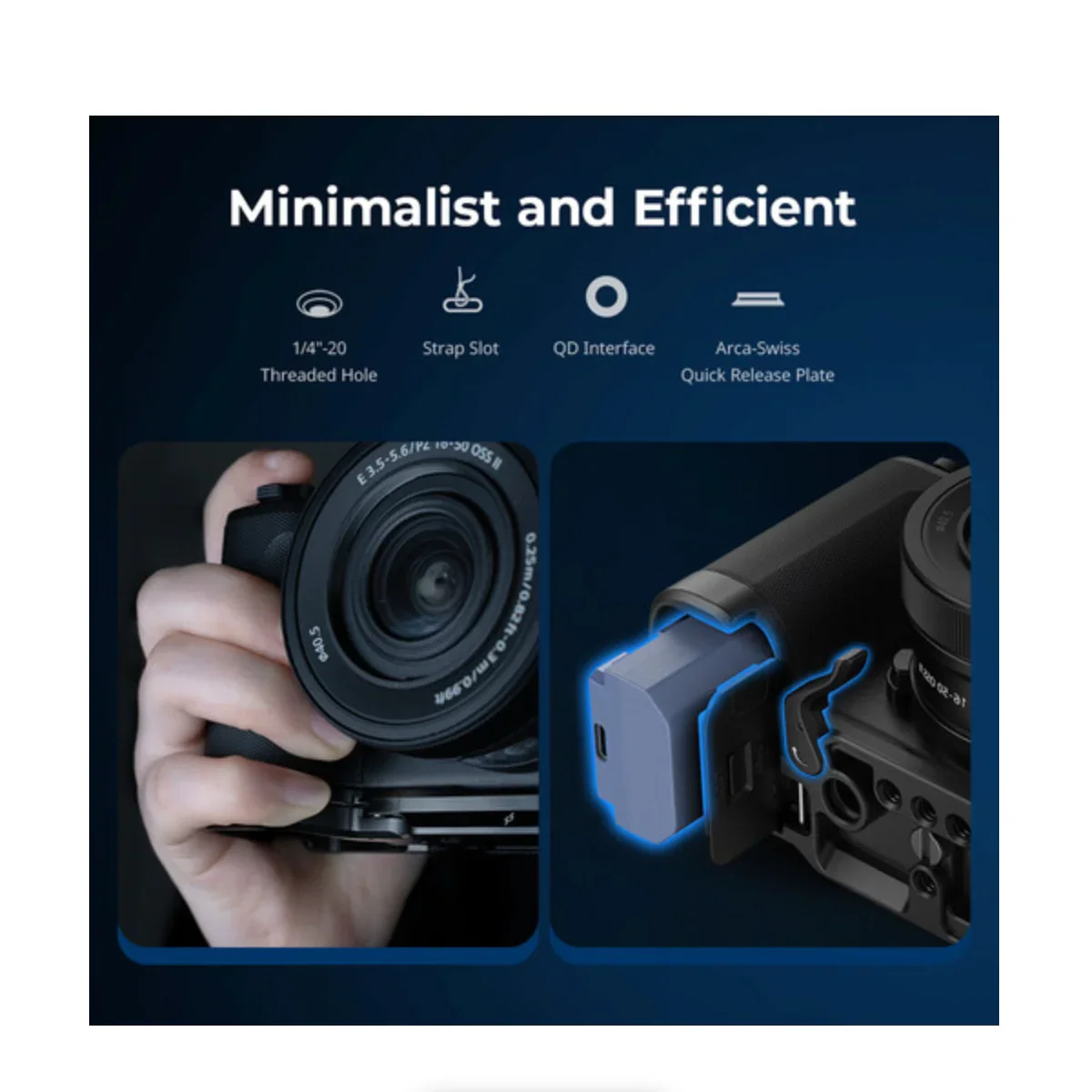 SmallRig L-Shape Mount Plate with Wooden Handle for Sony ZV-E10 II - Image 13
