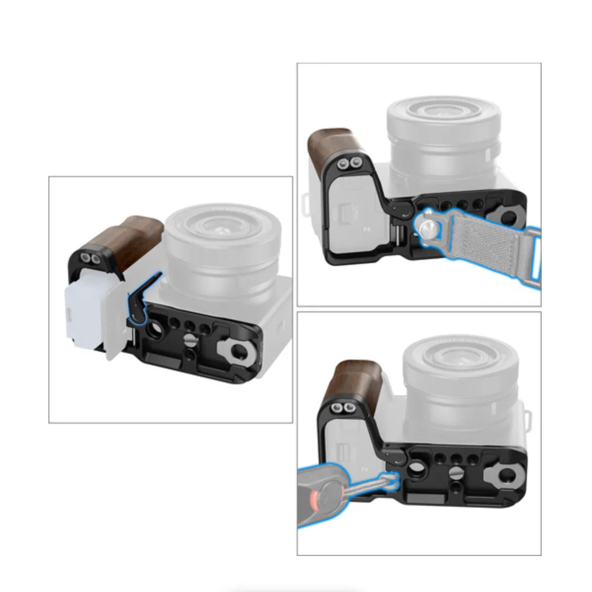 SmallRig L-Shape Mount Plate with Wooden Handle for Sony ZV-E10 II - Image 4