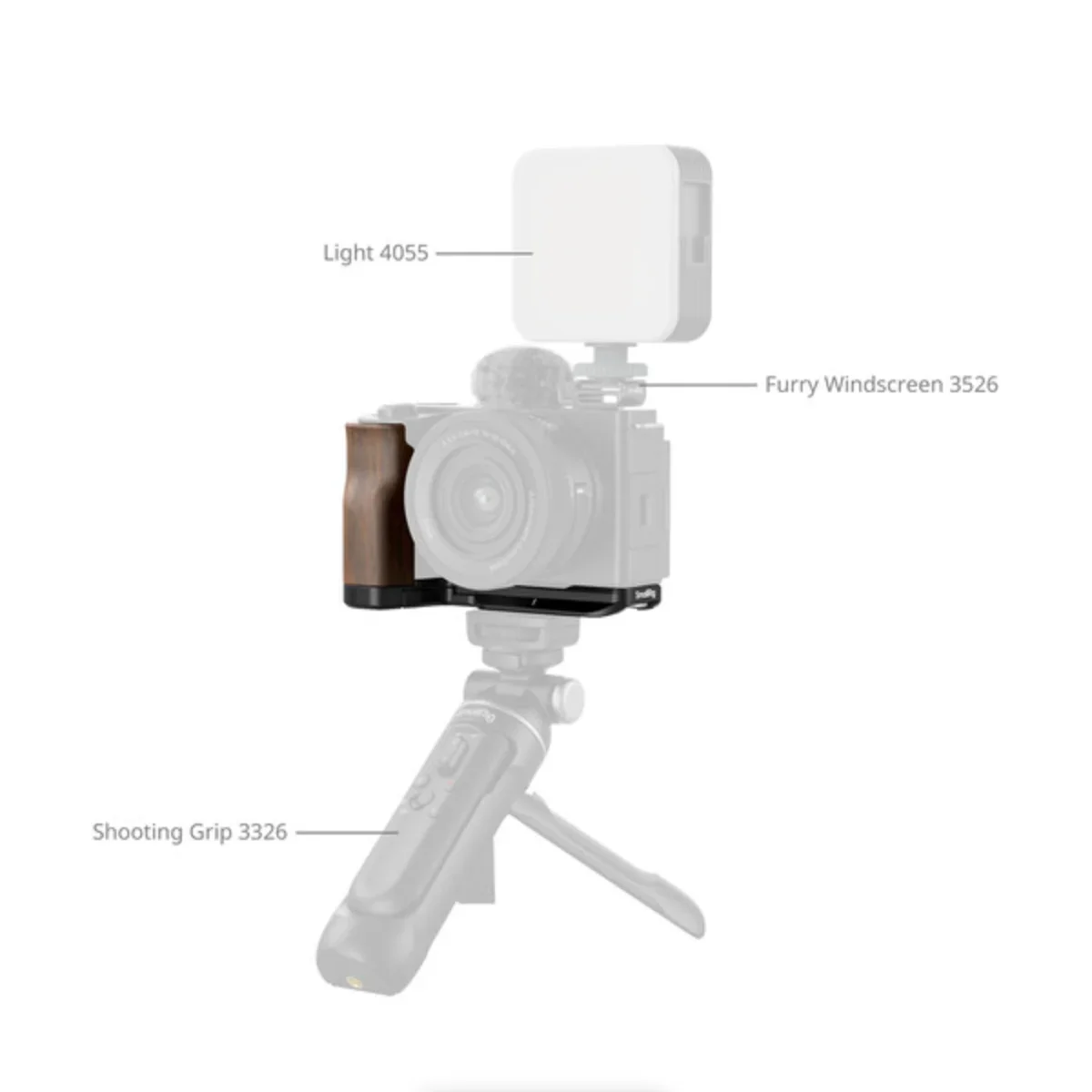 SmallRig L-Shape Mount Plate with Wooden Handle for Sony ZV-E10 II - Image 5