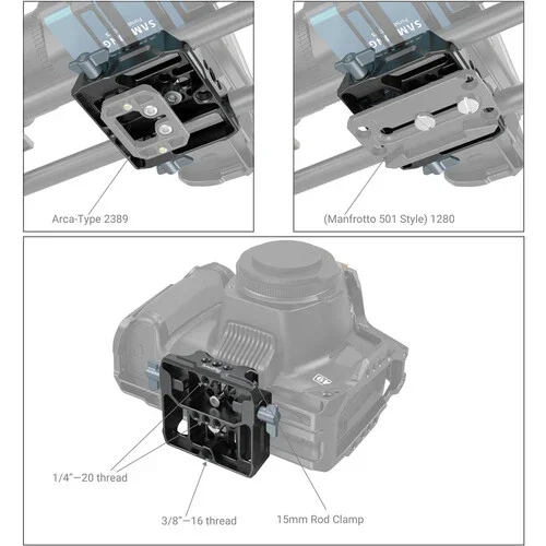 SmallRig Universal Camera Baseplate with 15mm LWS Rod Clamp - Image 8