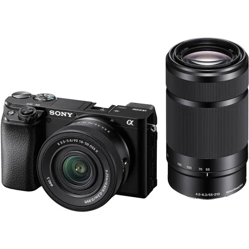 Sony a6100 Mirrorless Camera with PZ 16-50mm II and 55-210mm Lenses