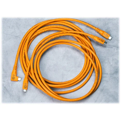Tether Tools TetherPro Optima USB-C to Right Angle USB-C Cable - 10' (Orange) - Image 3