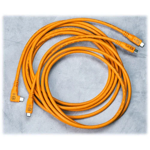 Tether Tools TetherPro Optima USB-C to Right Angle USB-C Cable - 6' (Orange) - Image 2