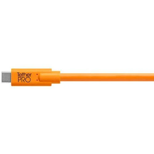 Tether Tools TetherPro USB Type-C Male to 8-Pin Mini-USB 2.0 Type-B Male Cable (15', Orange) - Image 2