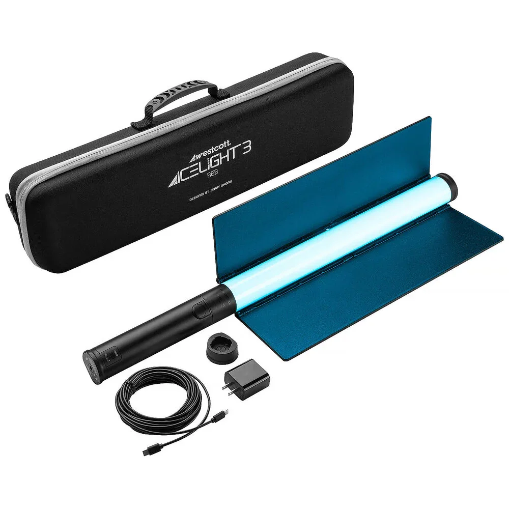 Westcott Ice Light 3 - RGB LED Tube Light w/ Battery Grip & Barndoors Kit - Image 10