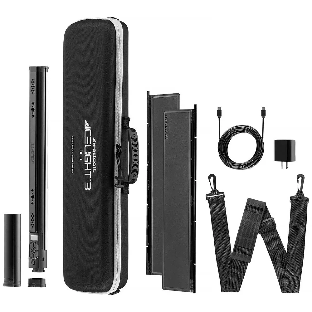 Westcott Ice Light 3 - RGB LED Tube Light w/ Battery Grip & Barndoors Kit - Image 12